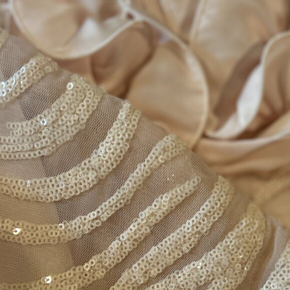 Jessica Simpson SZ12 Cream Mesh & Sequin Sheath Dress Formal Party Y2K Chic Prom - Picture 8 of 12